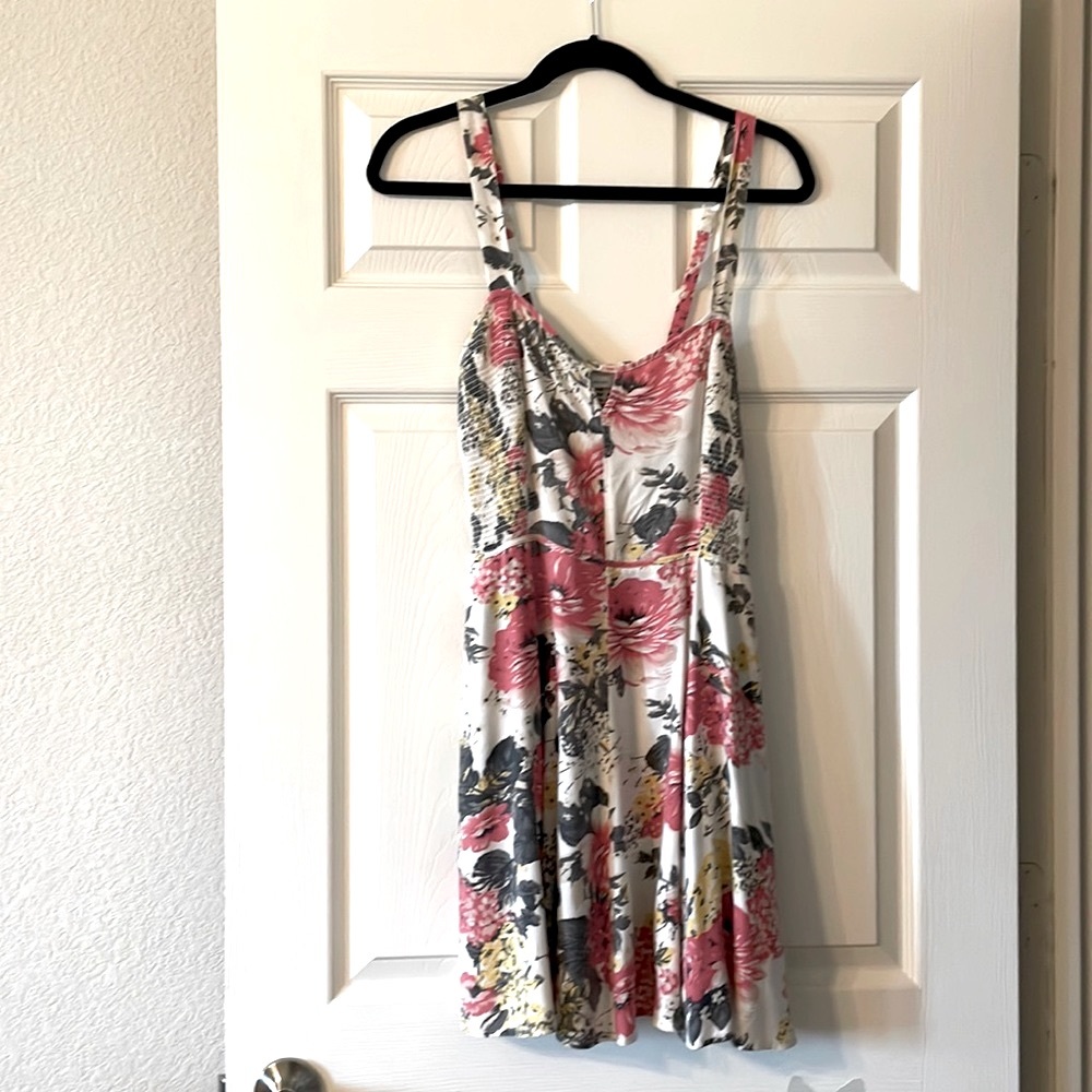 Kimchi Blue white pink grey yellow floral skater mini dress
